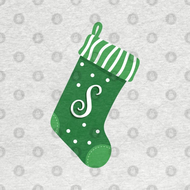 Christmas Stocking with the Letter S by VicEllisArt